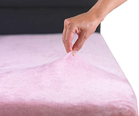 MALIKA® Premium warme Spannbettlaken Cashmere-Touch Bettlaken Jersey Fleece Spannbetttuch Laken, Farbe:Altrosa, Größe:90-100 x 200 cm