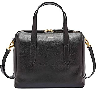 Fossil Women's Sydney Leather Satchel Purse Handbag, Black
