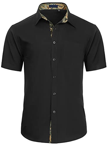Enlision Men's Short Sleeve Shirts Formal Dress Shirt Business Regular Fit Button Up Office Shirts with Pockets