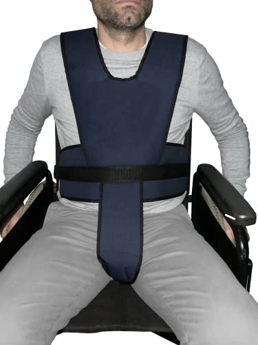 Gar Medical Cinturón de Peto para Silla de Ruedas con sujección Abdominal, pelvico y troncal con Cierre de Clip y Triple fijación- Alta sujeción Silla de Ruedas.