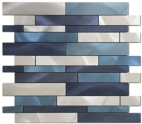 Weimeisc 10 Sheets Peel and Stick Backsplash Tile for Kitchen, Self-Adhesive Mosaic Tile, Stick on Bathroom Vanities，Fireplace Décor, Laundry Table(11.25 X 12.7) (Blue Series)