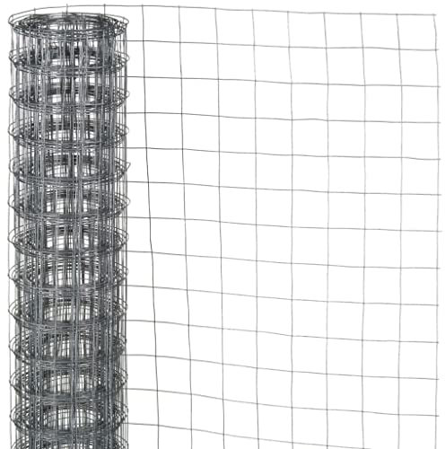 Maschendrahtzaun | Zaun für Garten Balkon Terrasse | Begrenzungszaun | Schutzzaun für Teiche und Tiere | Grau | Verzinkter Stahldraht | 0,5x5m