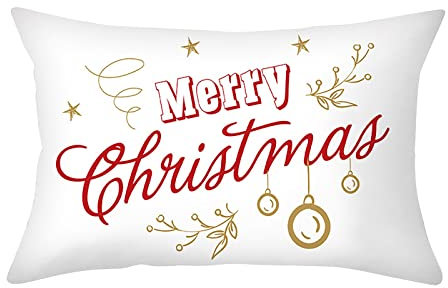 JAXICH Kissenbezüge Weihnachten Weihnachtsdeko Leinen Kissenhülle Merry Christmas Sofakissen 30x50cm Wohnkultur Dekokissen Cases Xmas Holiday Farmhouse Home Schlafzimmer Dekokissen