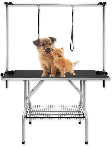 Froadp Tavolo da Toelettatura per Cani e Gatti Domestici Tavolo da Tosatura Pieghevole per Animali Domestici Tavolos da Bagno con Stabilizzatore e Tracolla Caricabile Fino a 100kg (Grande)