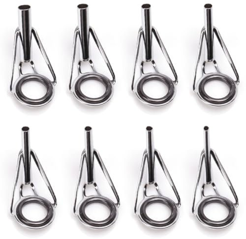 8 pcs Guías de Cañas de Pescar Tamaño Mixto Kit de Reparación Anillas Pesca Accesorios para Caña de Pescar Juego de 7 Piezas Diferentes
