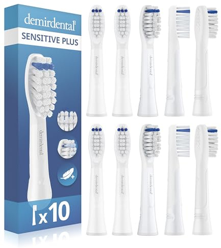 Extra Sensitive Aufsteckbürsten von demirdental für Oral-B Pulsonic Aufsteckbürsten Sensitive Plus Aufsteckbürsten, Ersatzbürsten für sehr empfindliche Zähne, 10 Stück