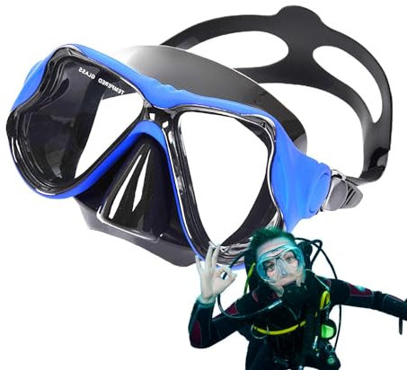 Lunettes de natation avec cache-nez – Lunettes de plongée – Vision claire à 180 ° – Lunettes de plongée avec tuba – Sangle réglable, lentille en verre trempé, lunettes de piscine pour hommes, femmes,