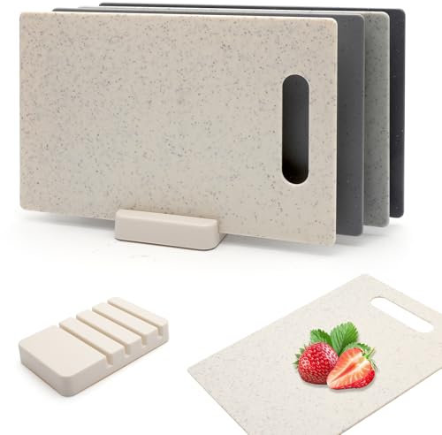 TNSLAND 4 Pezzi Tagliere da Cucina Professionale Tagliere Plastica Taglieri Cucina con Scanalatura e Manico Set Taglieri Cucina per Carne Verdure e Frutta