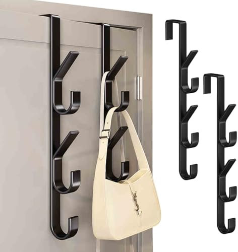 BelleVive 2er-Pack Türhaken, Türhänger, robuster Türhänger aus Metall, multifunktionaler Kleiderbügel im vertikalen Design, zum Aufhängen von Mänteln, Kleidung, und Taschen im Schlafzimmer