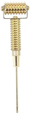 1 rodillo de masaje facial, detector de acupuntura facial de oído, rodillo de masaje con aguja de resorte para el cuidado facial diario (dorado)