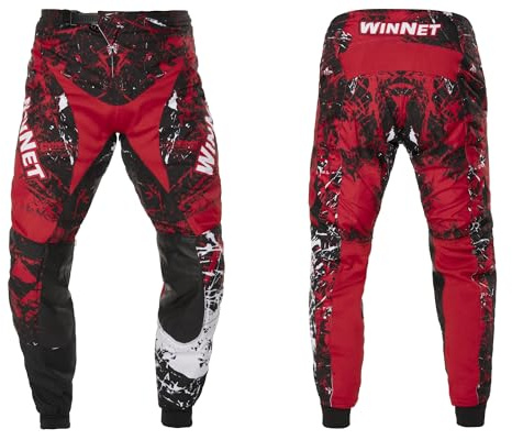 WinNet Pantaloni Bimbo Bambino Moto Cross Fuori Strada Enduro 4 6 8 10 12 Anni Mini Quad Motocross Calzoni Fuoristrada MX (IT, età, 10 Anni, Regular, Rosso)