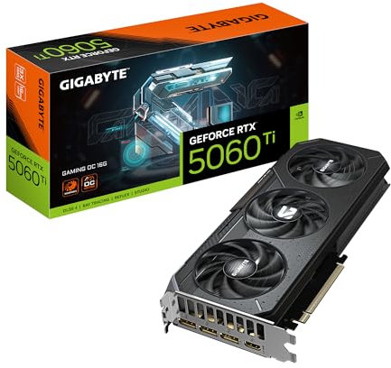 Gigabyte GeForce RTX 5060 Ti Gaming OC 16G Grafikkarte – 16 GB GDDR7, 128 Bit, PCI-E 5.0, 2647 MHz Kernfrequenz, 3 x DisplayPort, 1 x HDMI, GV-N506TGAMING OC-16GD