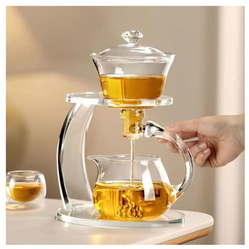 Teiera magnetica in vetro, resistente al calore, design semi-automatico, per tè sfusi e infusioni di fiori, perfetta per gli amanti del tè