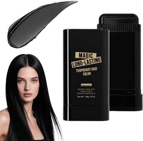 Tinte de pelo 2 en 1 en barra y peine, tinte de pelo con peine seguro y cómodo, retoque en barra, resistente al agua y al sudor para un retoque rápido,01# Negro