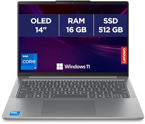 Lenovo IdeaPad Slim 5 14IRH10 - Ordinateur Portable 14'' OLED WUXGA (Intel Core i7-13620H, RAM 16Go, SSD 512Go, Intel UHD Graphique, Windows 11 Home) Clavier AZERTY, Écouteurs et Souris Inclus - Gris