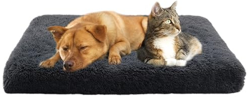 ADUODAO Orthopädische Hundebetten, Haustierbetten, Kissen, Matratze, Anti-Angst, waschbar, Eierschaum-Matte, rutschfest, beruhigendes Katzenkissen, Haustiersofa für Käfig (50 x 40 x 5 cm, Dunkelgrau)