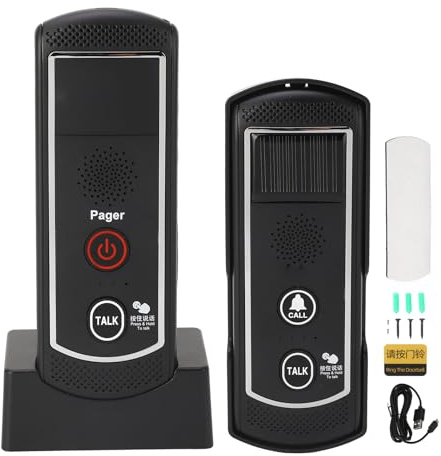 Gearwell Timbre de puerta con intercomunicador inalámbrico, timbre de seguridad con carga solar, timbre para el hogar de 16 canales, alcance de 2000 m, batería incorporada, de