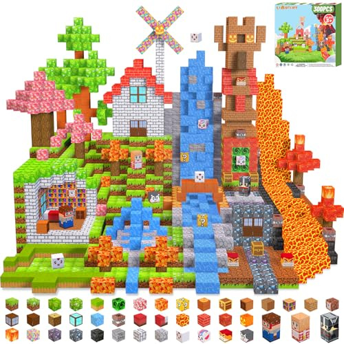 LionFuny Magnetic Blocks, 300Pcs Magnetic Building Blocks Sets, STEM Montessori Stacking Sensory Education Magnet Toys for Kids Toddlers Boys Girls Ages 3 4 5 6 7 8-12 Birthday Gifts, 1 Large Size