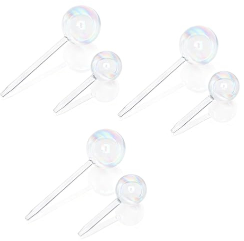 Vestamore 6 Pcs Iridescent Plant Watering Globes, Auto Rainbow Glass Bulbs, Self Watering System, Decorative, Small & Large Sizes