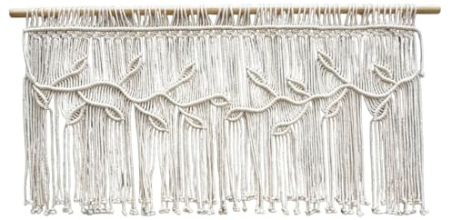AwnsIMfreien Cenefa Bohemia, Cortinas de macramé de 39, 4 x 21, 7 Hilos de algodón, Cortinas de macramé para Ventanas, Cenefa Bohemia Rectangular para decoración de Dormitorio y Sala de Estar