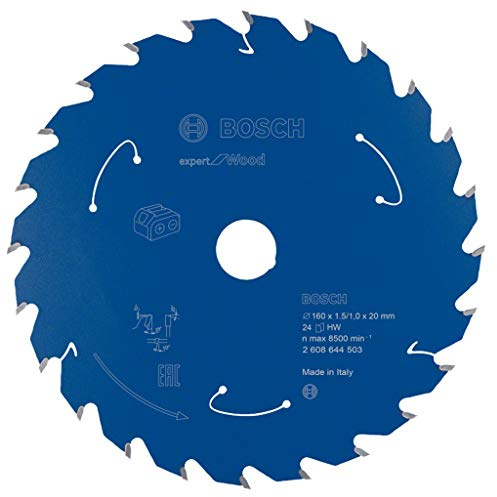 Bosch Professional Cirkelsågblad Expert for Wood (trä, 160 x 20 x 1,5 mm, 24 tänder, tillbehör batteri cirkelsåg)