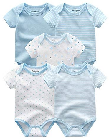 Kiddiezoom - Set di vestiti per bambini, body, pantaloni, cappellini e guantini antigraffio in cotone, 6-9 Mesi