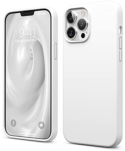 elago Liquid Silicone Case Compatible with iPhone 13 Pro Max Case (6.7), Premium Silicone, Full Body Protection - 3 Layer Shockproof Phone Cover, Anti-Scratch Soft Microfiber Lining (White)