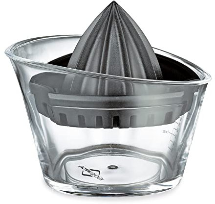 Küchenprofi Zitronenpresse aus Kunststoff, mit Messskala bis 70ml und Ausgießer, manuelle Saftpresse/Zitruspresse/Limettenpresse für Zitronen und Zitrusfrüchte, Schwarz, 1367001000