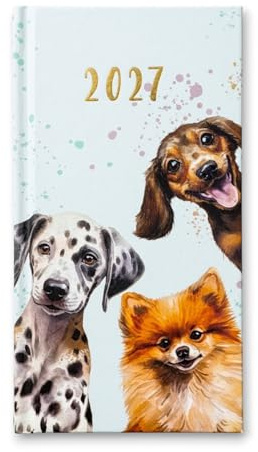 Orbitron 2027 Pocket Diary – Week to View Pocket-Size Planner, Full Year Journal & Calendar, Compact Academic/Pocket Diary for Appointments and Planning (Puppies), 8.5cm x 11cm