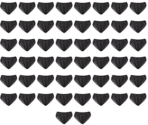 50 Stück Einwegunterwäsche Damen Herren aus Vliesstoff, ideal für Reise Outdoor Gewerbe Hotel, Schwarz