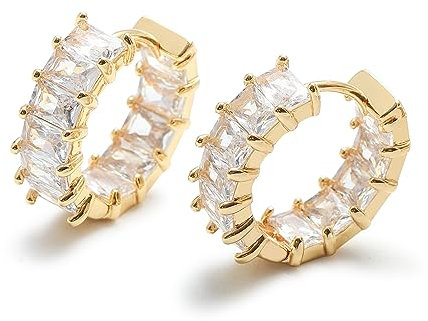 MESOVOR Creolen Ohrringe mit Zirkonia für Damen, 18 Karat Vergoldete Mehrfarbige Zirkonia-Ohrringe, Schmuck, Geschenke für Frauen und Mädchen (Weiss)