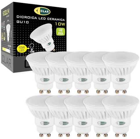 CLAR - GU10 LED, Bombilla LED GU10, Bombillas LED Luz Fria 10W (Pack 10)