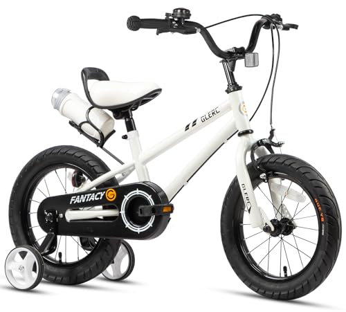 Glerc Kinderfahrrad 12 Zoll Fahrrad mit Stützrädern & Flaschenhalter für 1 2 3 4 Jahre alte Jungen und Mädchen, Weiß