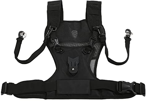JTLB Dubbel kamerarem nylon bekväm andningsbar multibärare bröstsele fotograferingsväst 28 × 20 × 8 dubbel kamerasele bröst