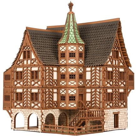 Die Taverne - Mittelalterliches Gasthaus - DIY Holzbaukasten - 715 Teile - Hebbare Böden, Funktionstüren - 12 Stunden Bauzeit, Ab 14 Jahren, Perfekt für Tabletop-Spiele