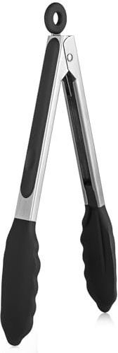 U-Taste 23cm Pinza da Cucina in Silicone: Resistente al Calore 250℃ con Punte in Gomma Antiaderente ben Sigillate (Nero)