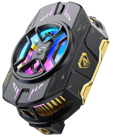 Black Shark FunCooler 4 Pro Ventilador para Gaming, 27W Ventilador de Teléfono Móvil con Ajustes de Velocidad del Ventilador para 66-88 mm iPhone/Android Disipador Térmico, Radiador de luz RGB