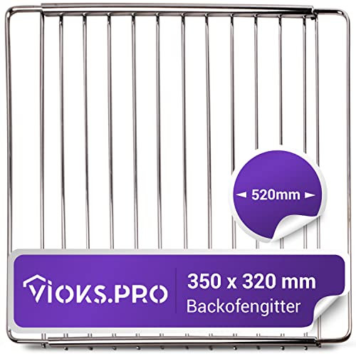 Viоks.pro Backofen Gitterrost Einstellbar 350/520mm x 320mm Grillrost Edelstahl - Backofengitter Ausziehbar Rost für Backofen Ofen Gitter - Backrost Ausziehbar Gitterrost für Backofen Herd