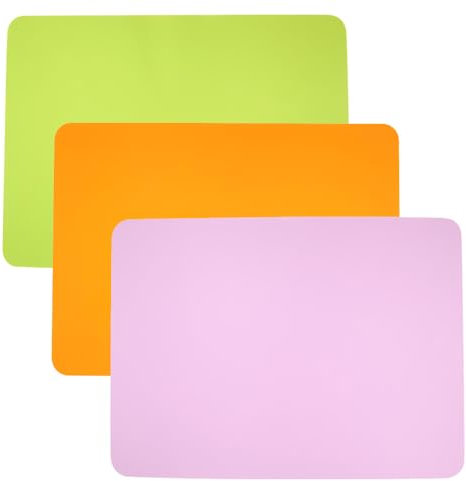 3 Stück Silikonmatte 40x30cm, Silikon Unterlage Mal und Bastelunterlage groß für Kinder Malen , Epoxidharz Handwerk, Knete Zubehör und Arbeitsplatte Küche, Rutschfest & Abwaschbar(Orange+grün+lila)