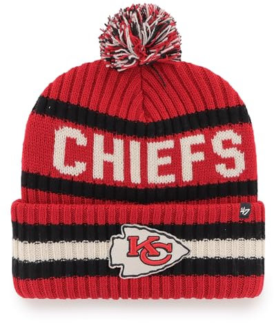 '47 NFL Kansas City Chiefs Unisex Bering Bobble Winter Hat, Team Logo, Farbe Rot