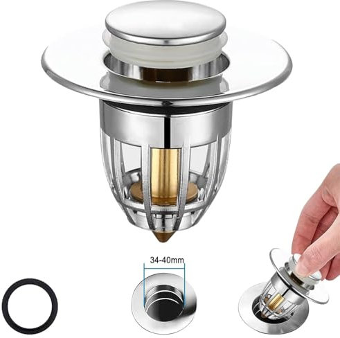 Sink Plug Replacement, Pop Up Universal Bad Waschbecken Loch Plug Cover mit Sieb für 34-40mm Abflusslöcher Edelstahl Waschbecken Sieb, für Bad, Waschbecken (Bouncing Kupferkern)