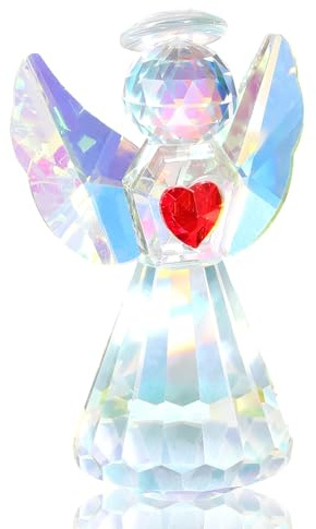 Movdyka Multicolor Crystal Guardian Angel Figurine Gifts for Women Girls | Glass Praying Christmas Memorial Collectible Keepsake for Him Her, Holy Communion Birthday Presents, Home Ornaments Decor