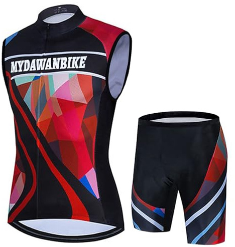 Completo Ciclismo Uomo Abbigliamento Bici MTB Estivo Maglia Ciclista,Maglietta Bicicletta Senza Maniche Gilet e Pantaloncini Shorts Bike con 19D Gel Imbottiti,Tuta da Ciclo Asciugatura Rapida|11,L