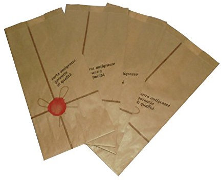 PZ 200 SACCHETTI IN CARTA CM 12X26 BUSTA IN CARTA ANTIGRASSO PER PIZZETTE BISCOTTI DOLCI E ALIMENTI PAPER BAG