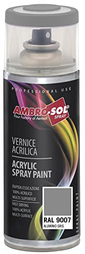 AMBRO-SOL - Pintura acrílica en spray, color Aluminio Gris, RAL 9007, resultado profesional en múltiples superficies, exteriores e interiores, 400 ml