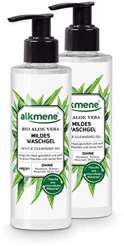 alkmene Waschgel mit Bio Aloe Vera - mildes Waschgel für alle Haut Typen - veganes Waschgel ohne Silikone, Parabene, Mineralöl, PEGs, SLS & SLES im 2er Vorteilspack (2x 180 ml)