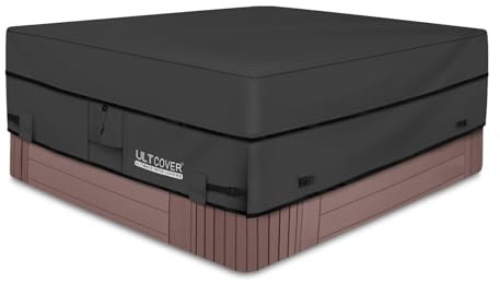 ULTCOVER Waterproof 600D Polyester Square Hot Tub Cover Outdoor SPA Covers 90 x 90 inch, Black