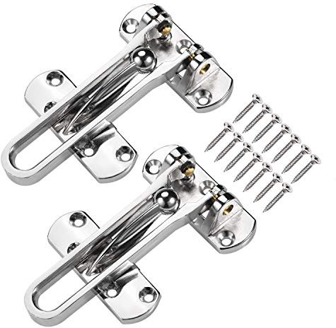 JIZZU 2 Packs Barre d'Oscillation Restricteur de Porte Inoxydable, Restricteur de Chaîne de Porte de Sécurité, Serrure à Chaîne de Porte avec Boulon, Garde de Porte, pour Maison, Appartement, Hôtel