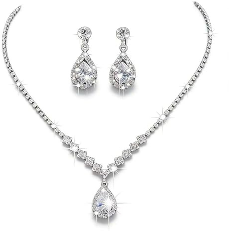 Wedity mariée mariage cristal collier boucles d'oreilles ensemble argent mariée tour de cou colliers pendentif bijoux pour femmes et filles