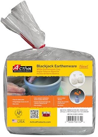 Activa Blackjack White Earthenware Clay, 4lb (1.81kg) - Natural Clay for Kiln Firing | Perfect for Creating Flower Pots, Sculptures, Arts & Crafts